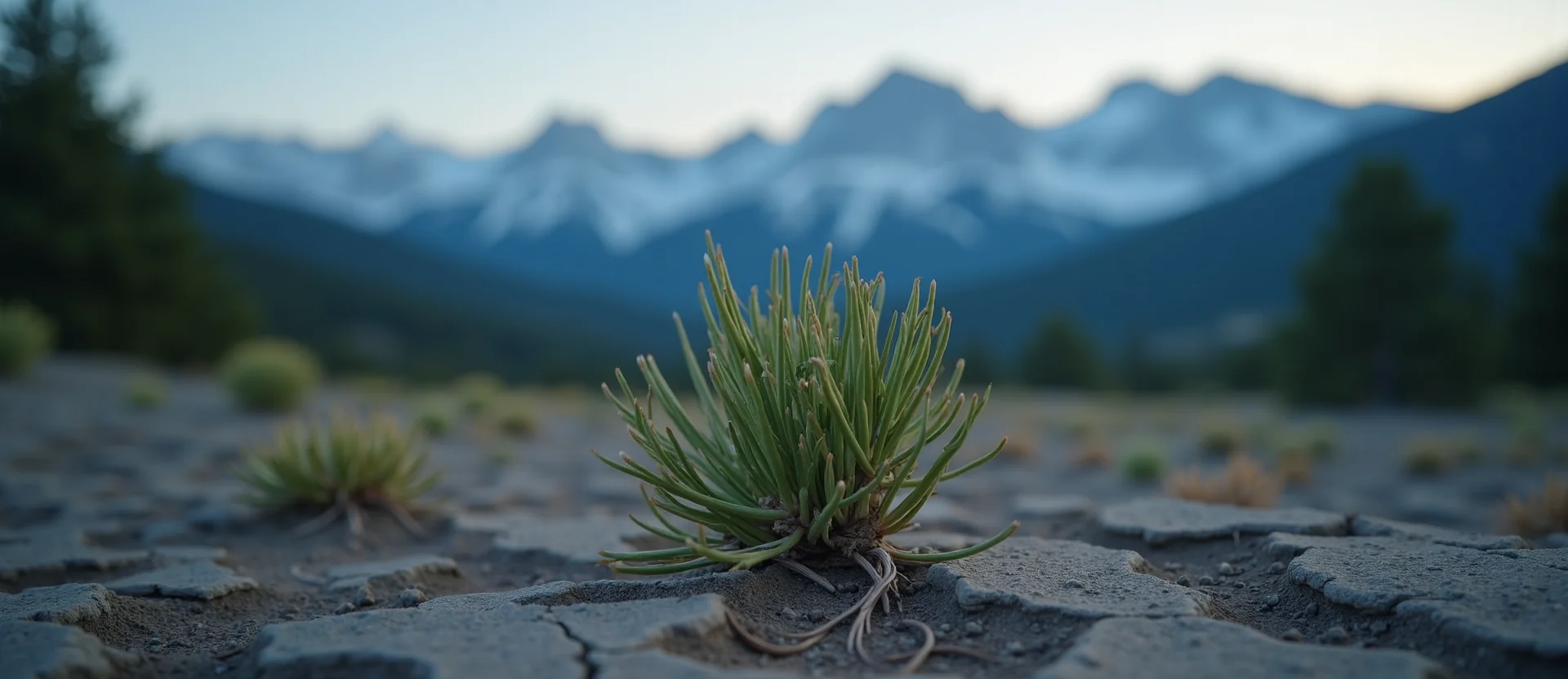Symbolizing Seed/New Beginning: A local Desert Peach shoot emerging from cracked soil. - AI Generated