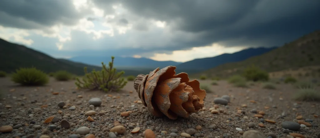 Symbolizing Seed/New Beginning: A local Mountain Mahogany opening pine cone. - AI Generated
