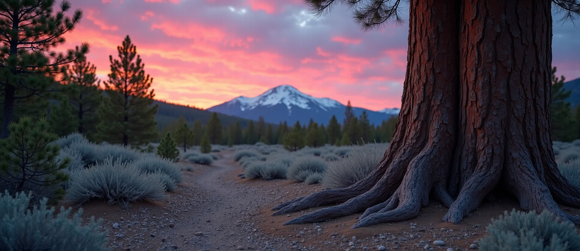 Symbolizing Growth/Resilience: A local Ponderosa Pine sturdy weathered tree trunk. - AI Generated