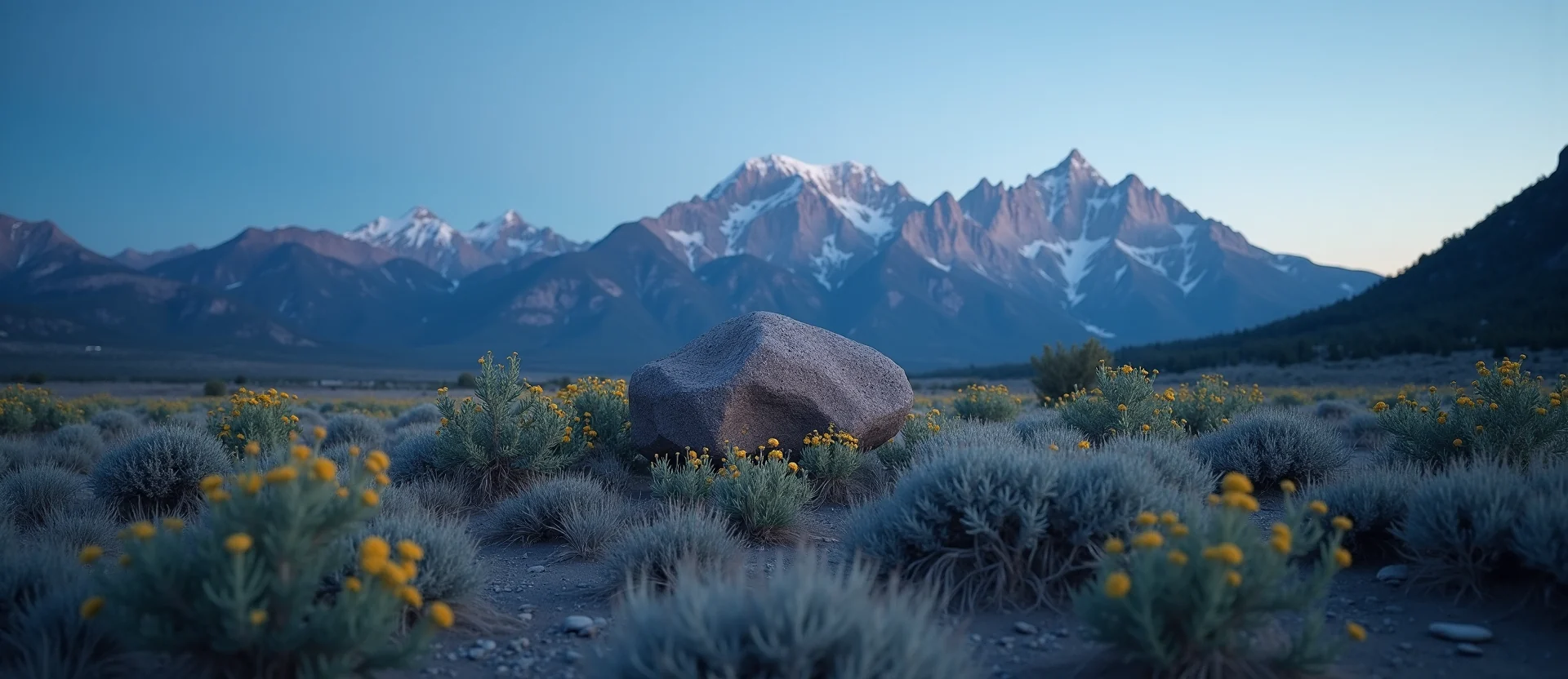 Symbolizing Stability/Peak: A local Indian Paintbrush unshakable boulder. - AI Generated