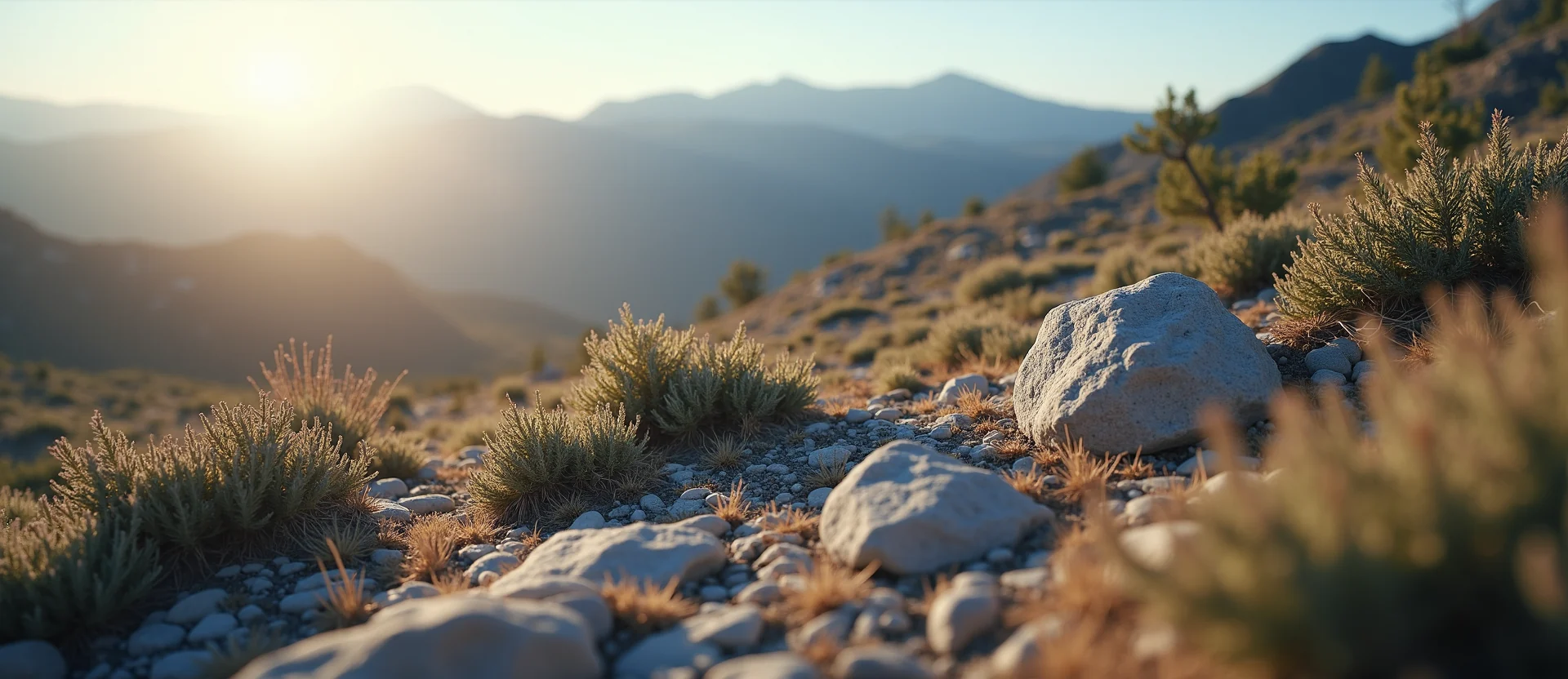 Symbolizing Stability/Peak: A local Indian Paintbrush solid mountain ridge. - AI Generated