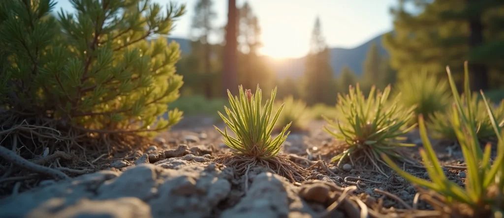 Symbolizing Seed/New Beginning: A local Desert Peach sprouting sagebrush seedling. - AI Generated