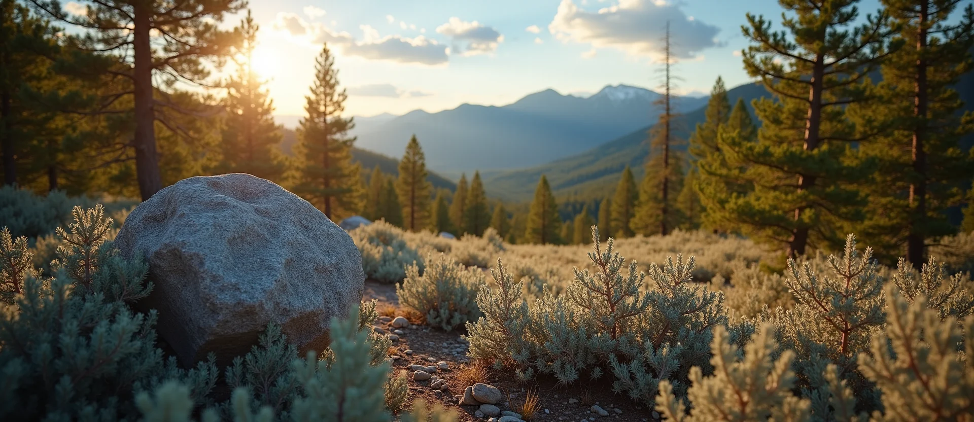 Symbolizing Stability/Peak: A local Bitterbrush unshakable boulder. - AI Generated