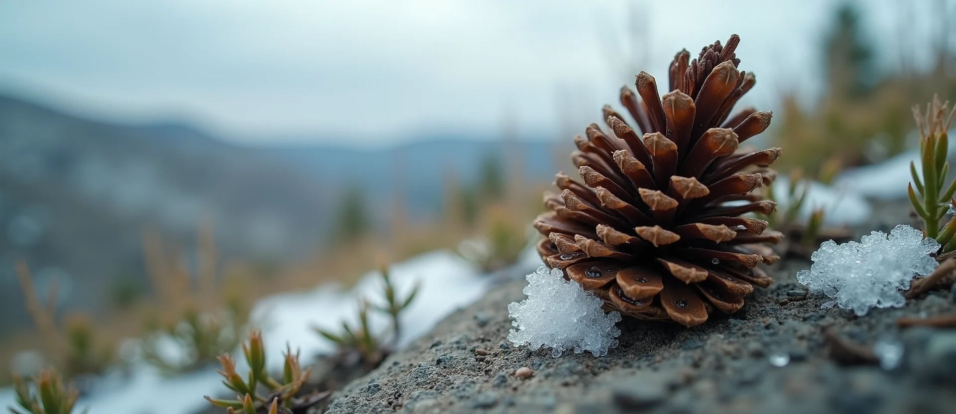 Symbolizing Seed/New Beginning: A local Rabbitbrush opening pine cone. - AI Generated