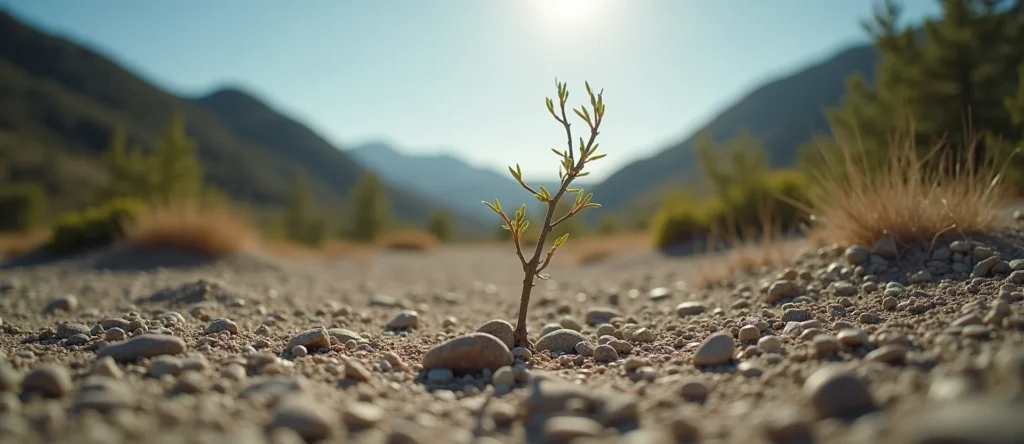 Symbolizing Growth/Resilience: A local Mountain Mahogany new branch reaching for the sky. - AI Generated