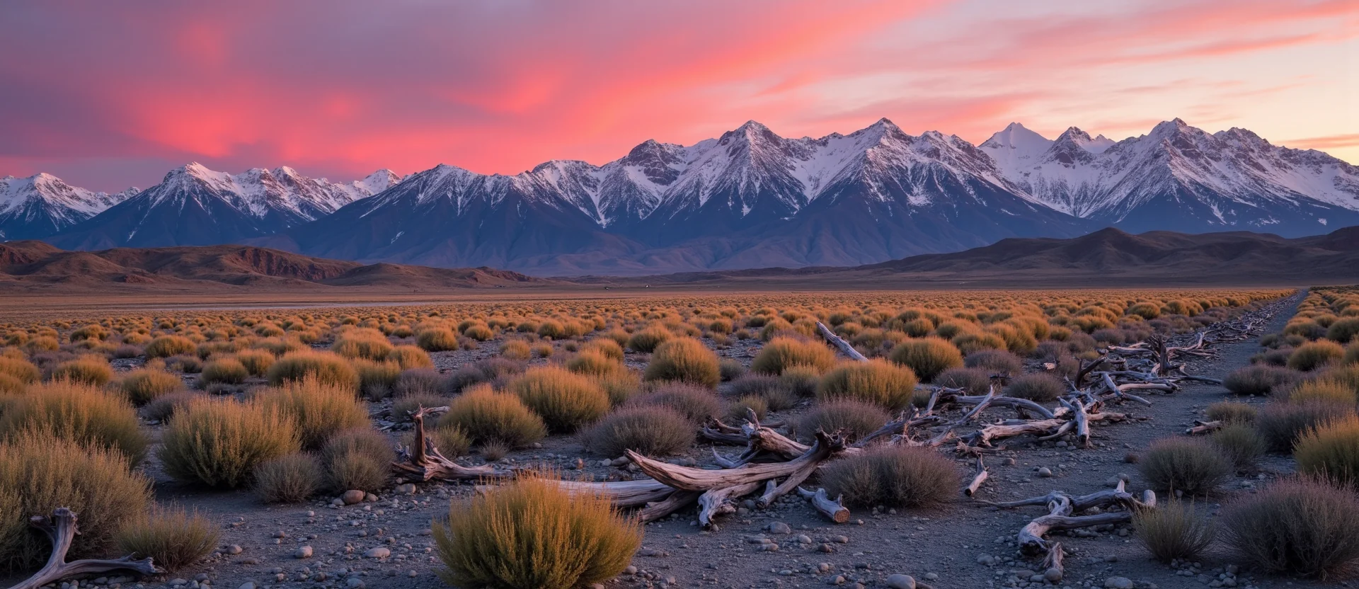Symbolizing Identity/Local: A local Indian Paintbrush Sierra Nevada skyline. - AI Generated