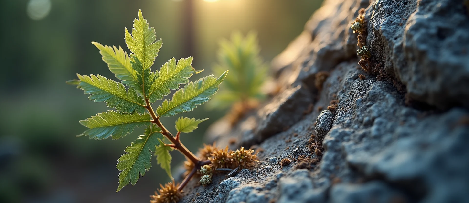 Symbolizing Growth/Resilience: A local Indian Paintbrush tree growing out of a rock cleft. - AI Generated