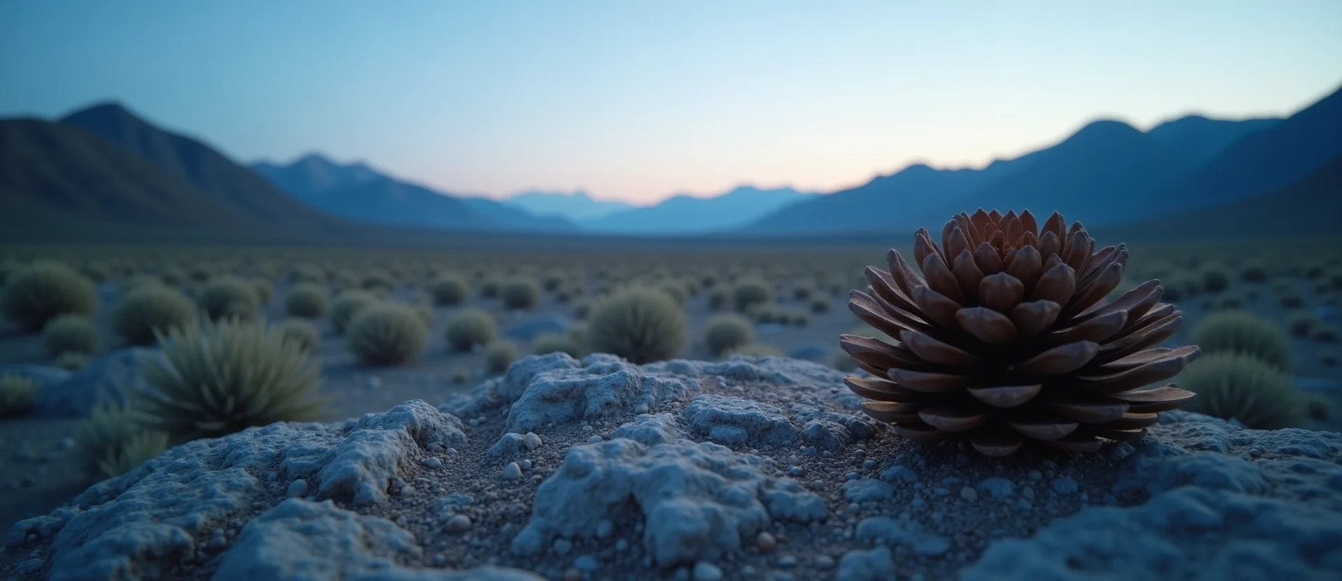Symbolizing Seed/New Beginning: A local Desert Peach opening pine cone. - AI Generated