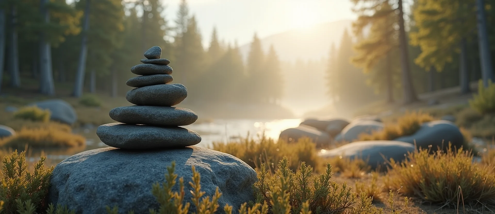 Symbolizing Stability/Peak: A local Desert Peach ancient rock cairn. - AI Generated