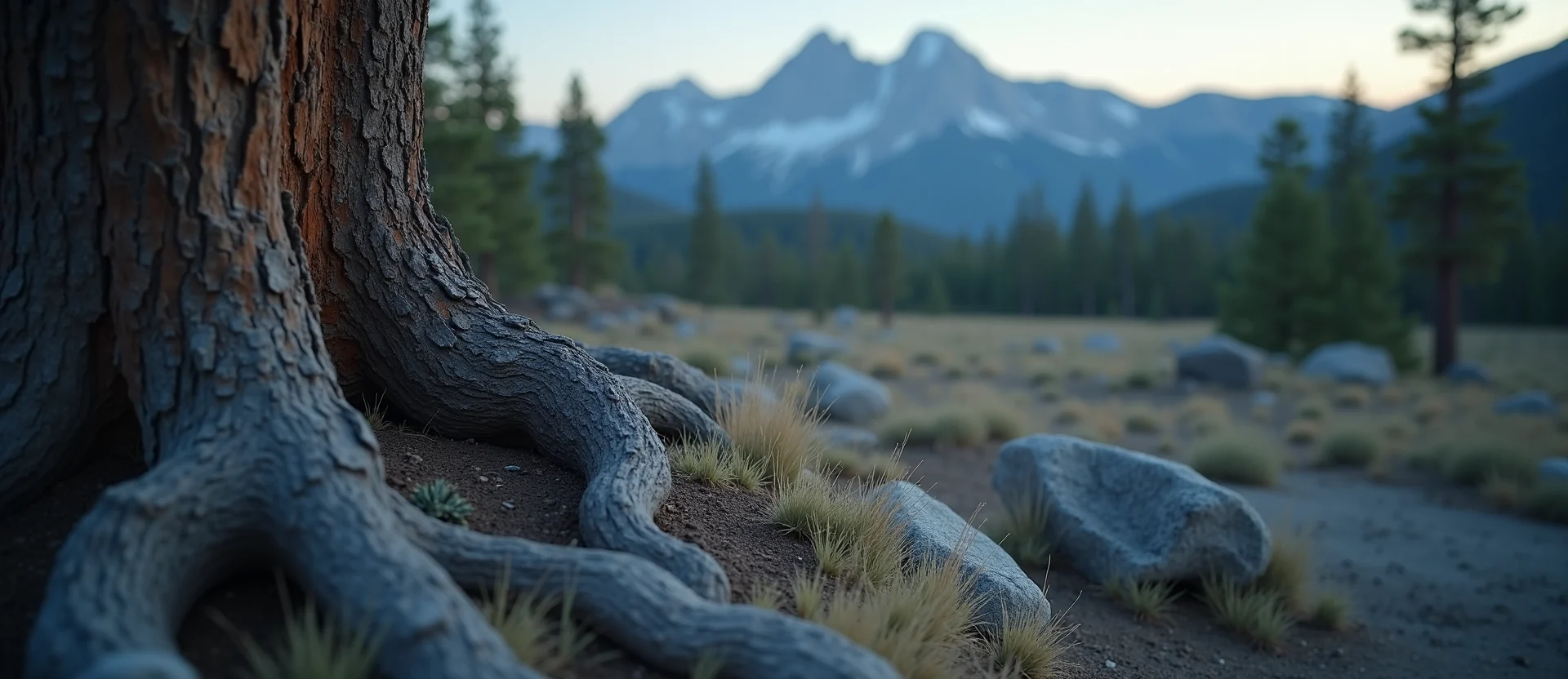 Symbolizing Growth/Resilience: A local Ponderosa Pine sturdy weathered tree trunk. - AI Generated