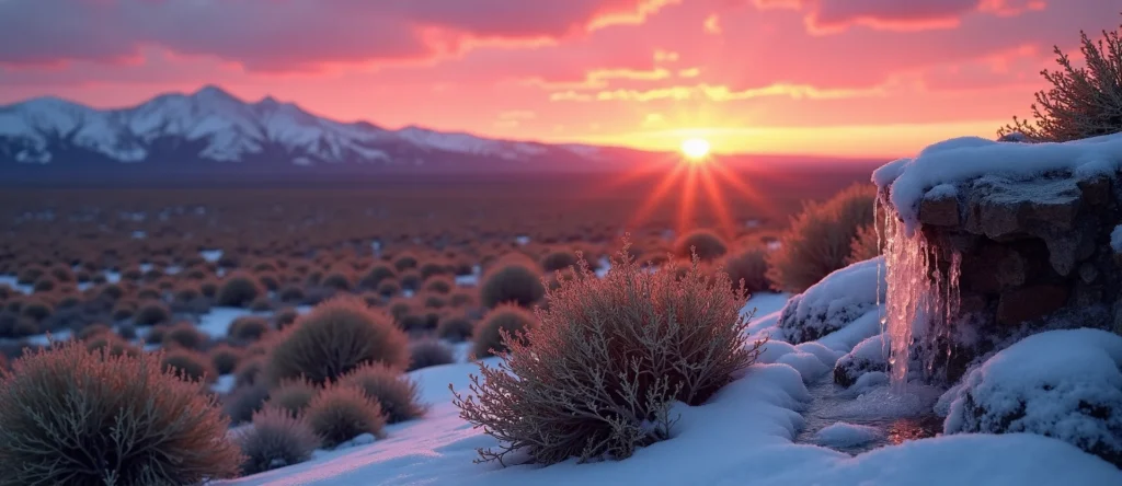Symbolizing Stability/Peak: A local Sagebrush (Artemisia tridentata) distant Sierra horizon. - AI Generated