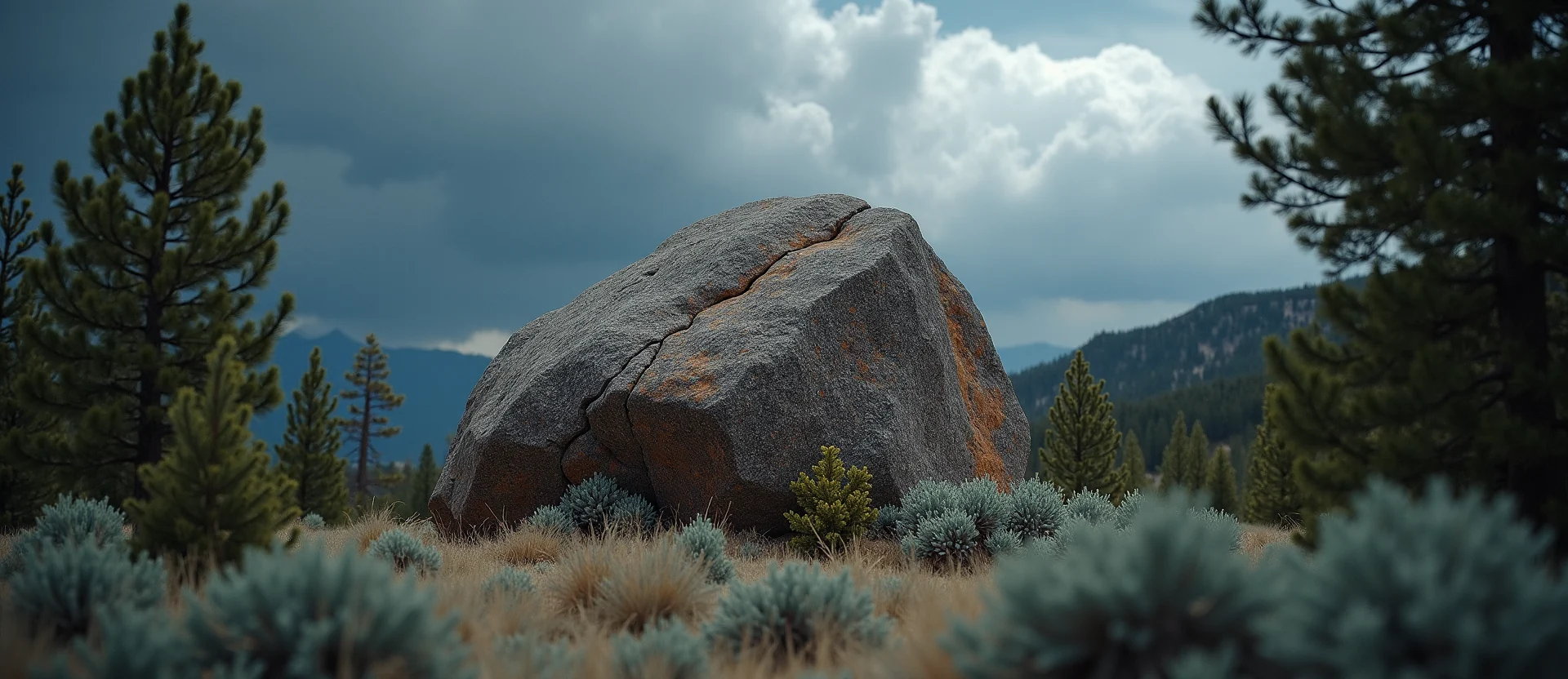 Symbolizing Stability/Peak: A local Ponderosa Pine unshakable boulder. - AI Generated