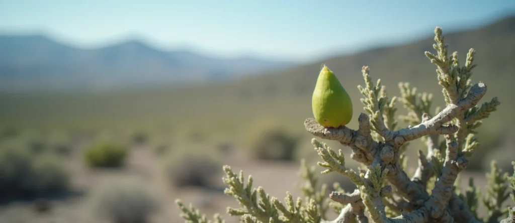 Symbolizing Seed/New Beginning: A local Sagebrush (Artemisia tridentata) new green bud on a branch. - AI Generated