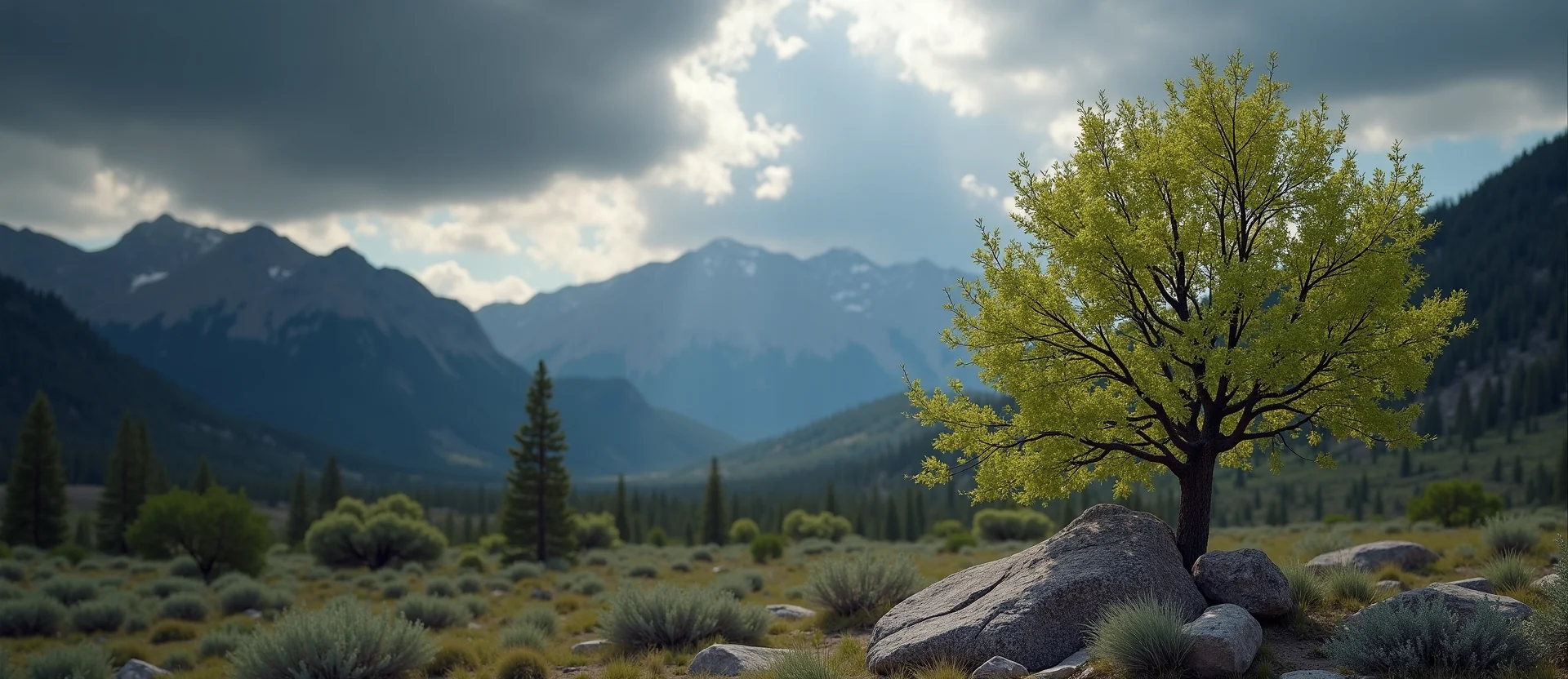 Symbolizing Growth/Resilience: A local Bitterbrush tree growing out of a rock cleft. - AI Generated