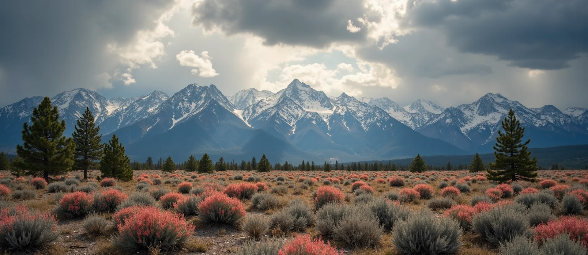 Symbolizing Identity/Local: A local Indian Paintbrush Sierra Nevada skyline. - AI Generated