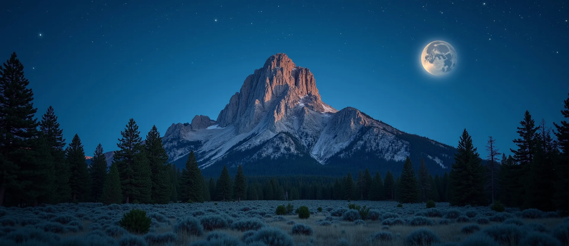 Symbolizing Stability/Peak: A local Ponderosa Pine jagged granite peak. - AI Generated