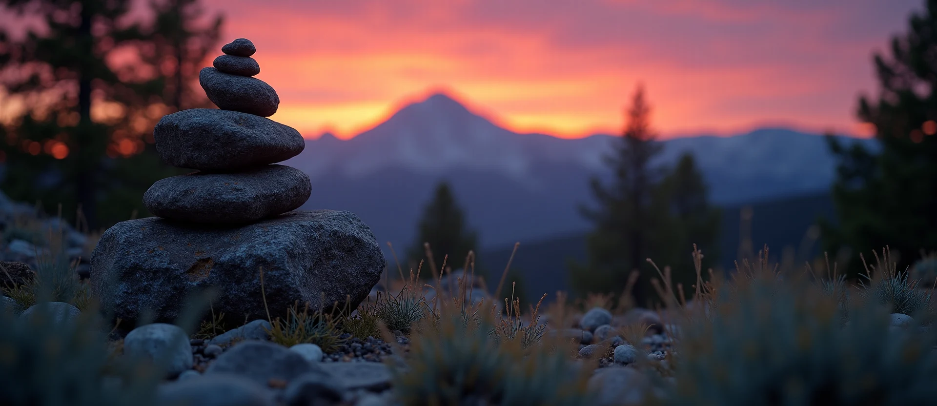 Symbolizing Stability/Peak: A local Bitterbrush ancient rock cairn. - AI Generated