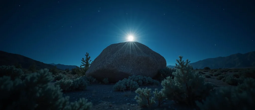 Symbolizing Stability/Peak: A local Bitterbrush unshakable boulder. - AI Generated