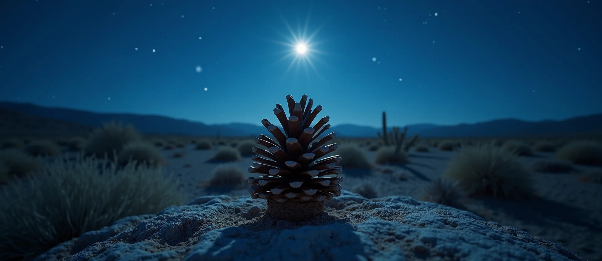 Symbolizing Seed/New Beginning: A local Desert Peach opening pine cone. - AI Generated