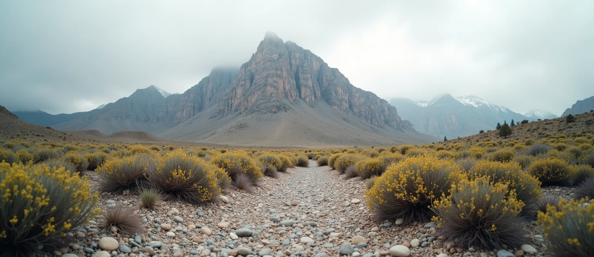 Symbolizing Stability/Peak: A local Indian Paintbrush jagged granite peak. - AI Generated