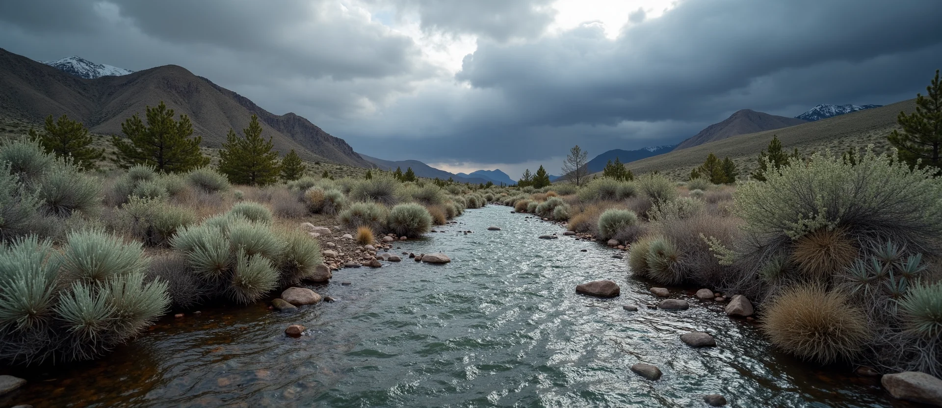 Symbolizing Flow/Cleansing: A local Sierra Juniper clear cold snowmelt stream. - AI Generated