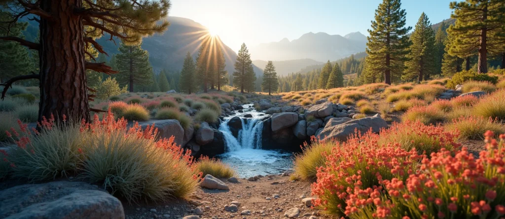 Symbolizing Flow/Cleansing: A local Indian Paintbrush hidden small waterfall. - AI Generated