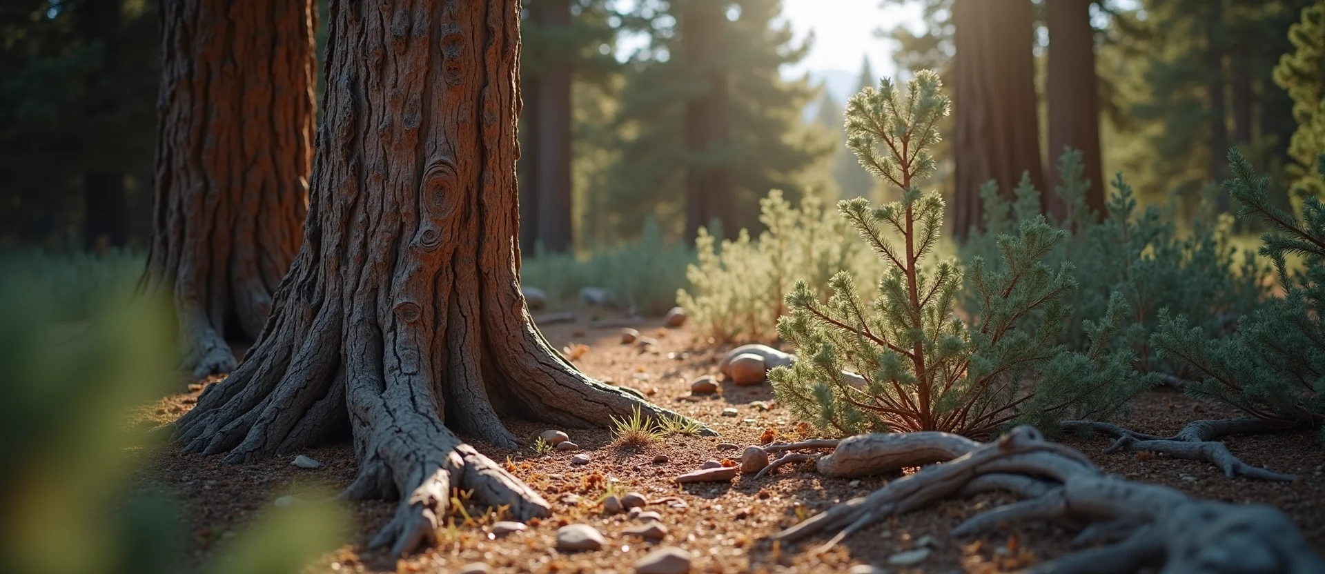 Symbolizing Growth/Resilience: A local Mountain Mahogany sturdy weathered tree trunk. - AI Generated