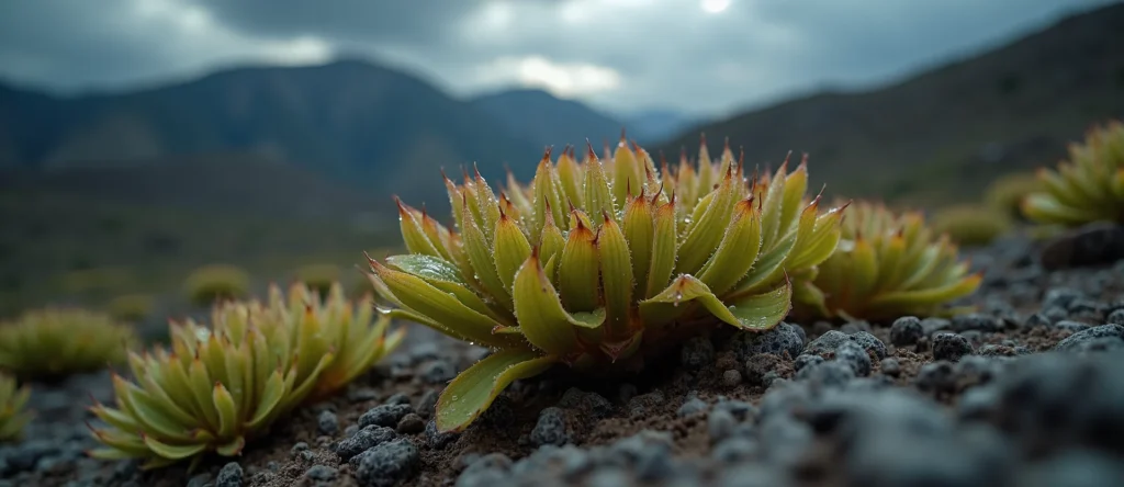 Symbolizing Flow/Cleansing: A local Indian Paintbrush raindrops on desert leaves. - AI Generated