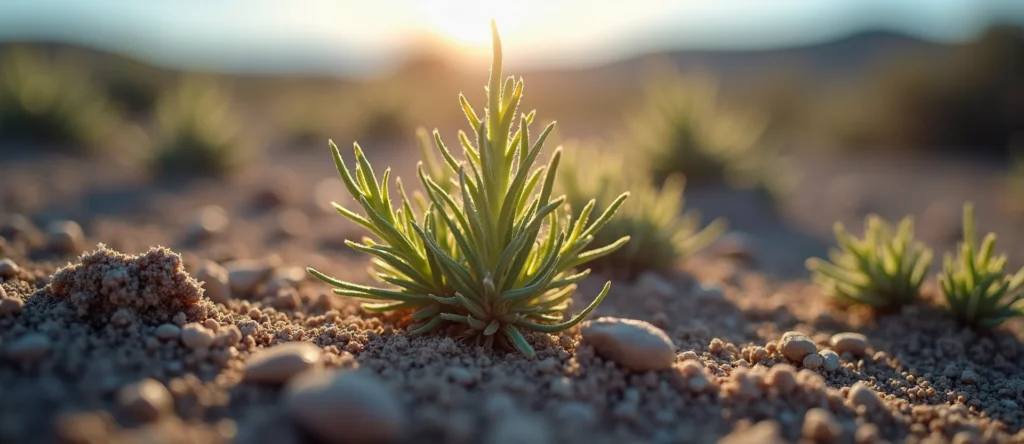 Symbolizing Seed/New Beginning: A local Sierra Juniper sprouting sagebrush seedling. - AI Generated