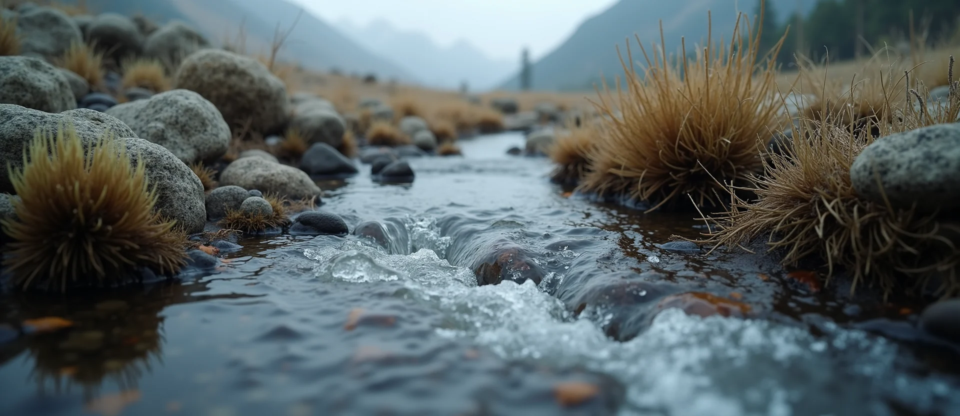 Symbolizing Flow/Cleansing: A local Mountain Mahogany babbling mountain creek. - AI Generated