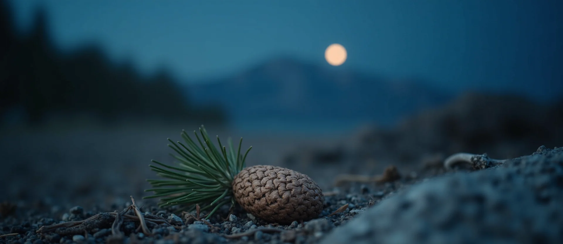 Symbolizing Seed/New Beginning: A local Manzanita single pine seed on dry earth. - AI Generated