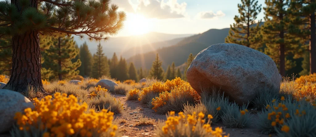 Symbolizing Stability/Peak: A local Indian Paintbrush unshakable boulder. - AI Generated