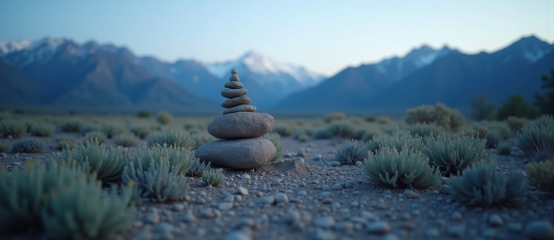 Symbolizing Stability/Peak: A local Sagebrush (Artemisia tridentata) ancient rock cairn. - AI Generated