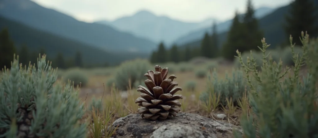 Symbolizing Seed/New Beginning: A local Ponderosa Pine opening pine cone. - AI Generated