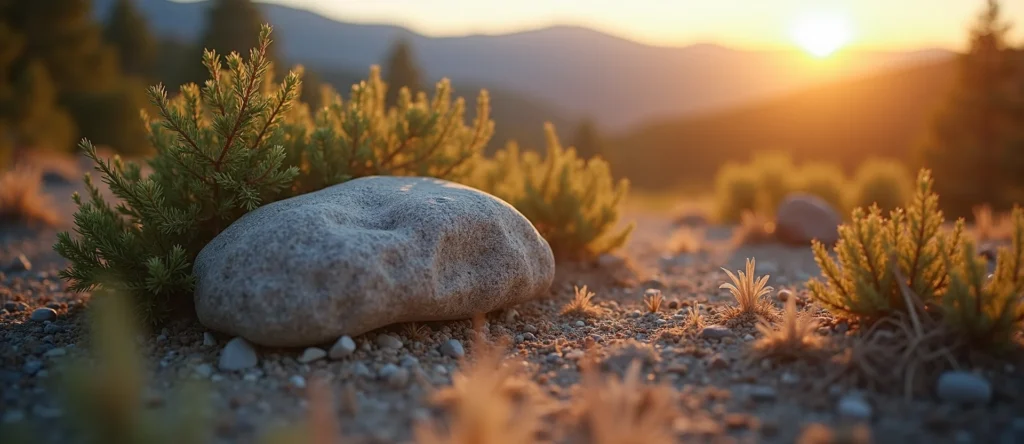 Symbolizing Stability/Peak: A local Manzanita unshakable boulder. - AI Generated