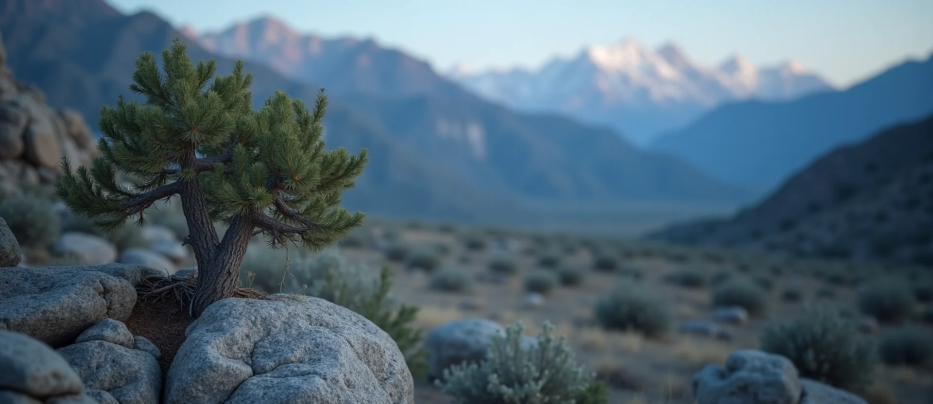 Symbolizing Growth/Resilience: A local Desert Peach tree growing out of a rock cleft. - AI Generated
