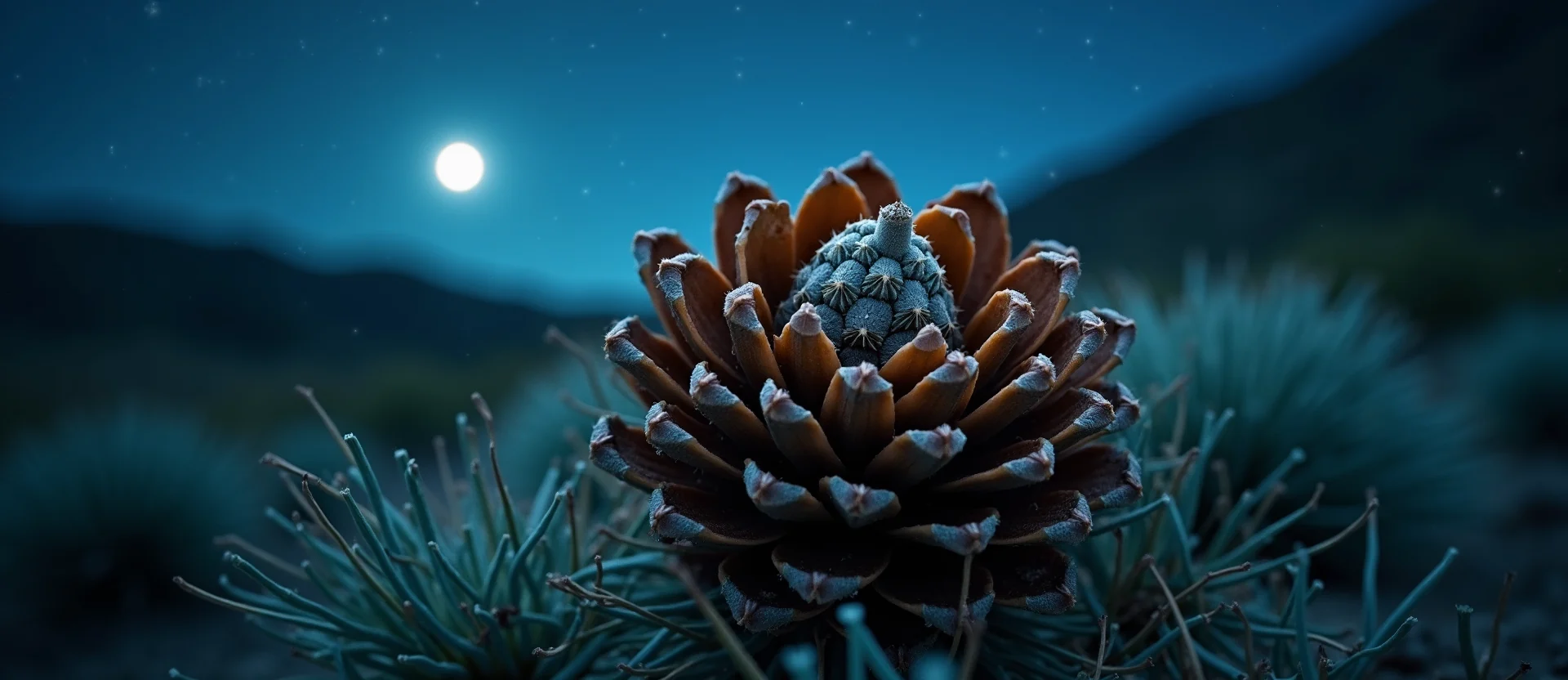 Symbolizing Seed/New Beginning: A local Sagebrush (Artemisia tridentata) opening pine cone. - AI Generated