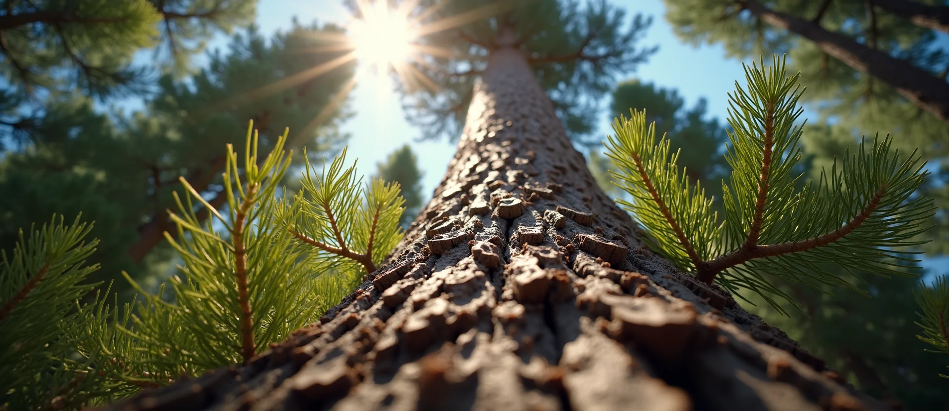 Symbolizing Growth/Resilience: A local Ponderosa Pine sturdy weathered tree trunk. - AI Generated