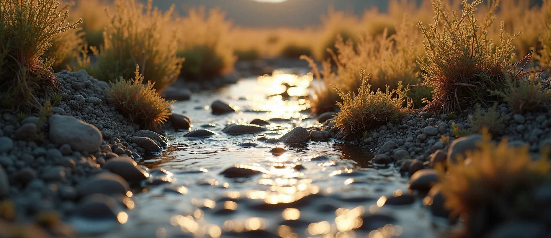 Symbolizing Flow/Cleansing: A local Bitterbrush babbling mountain creek. - AI Generated