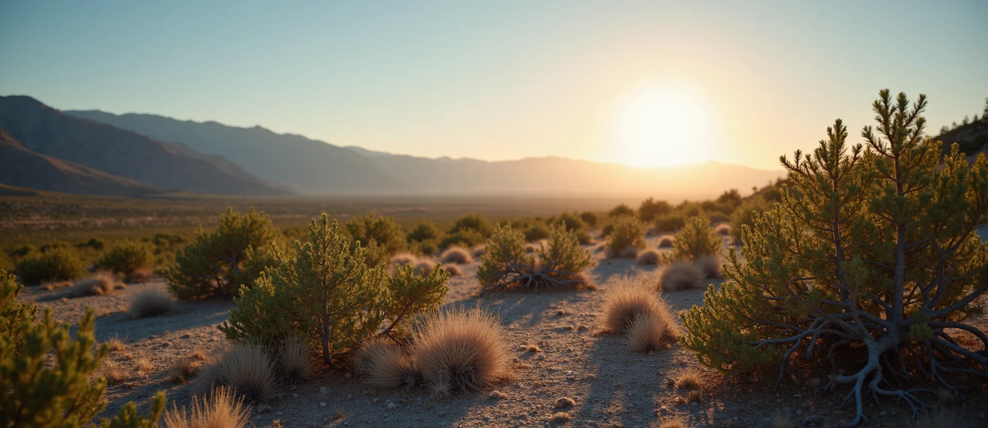 Symbolizing Stability/Peak: A local Desert Peach distant Sierra horizon. - AI Generated