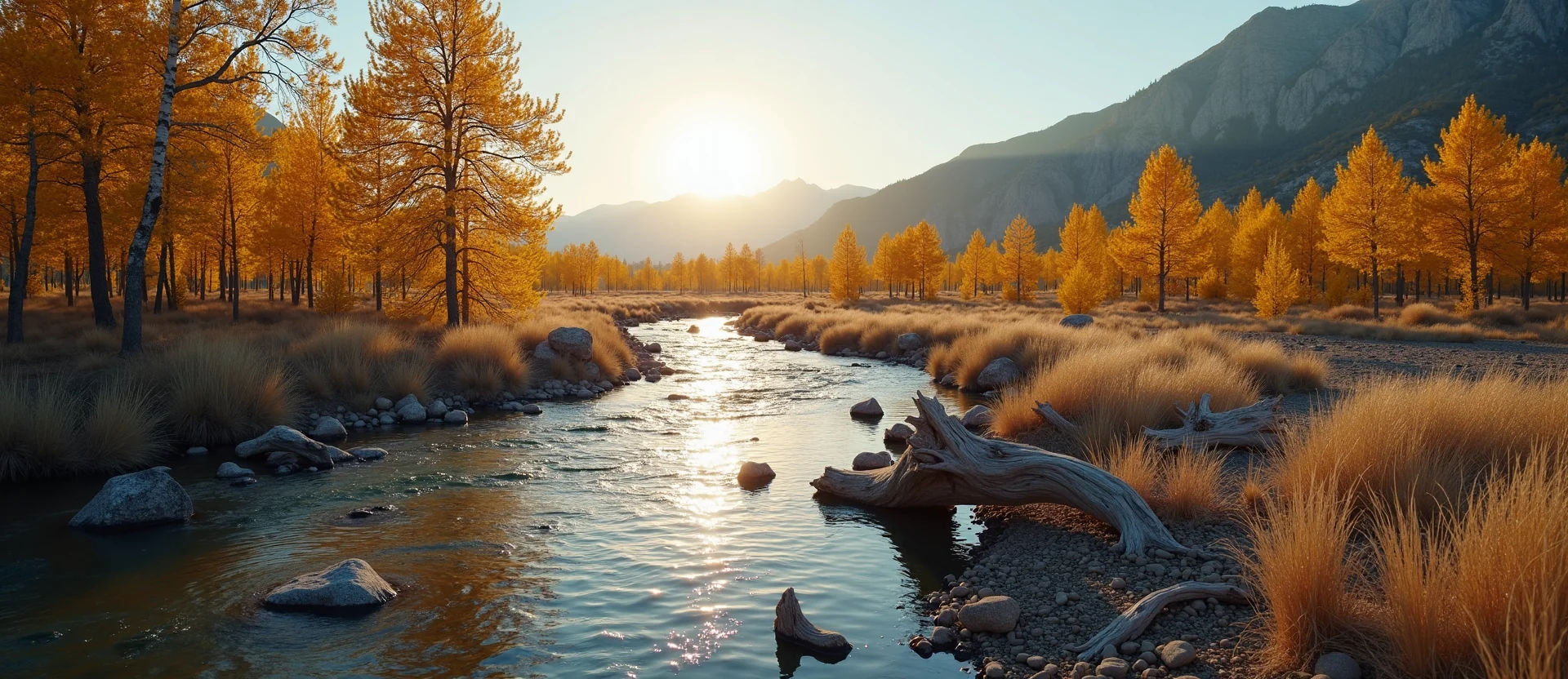 Symbolizing Flow/Cleansing: A local Quaking Aspen clear cold snowmelt stream. - AI Generated