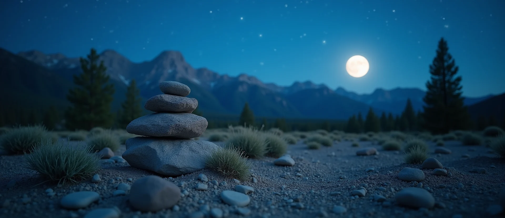 Symbolizing Stability/Peak: A local Quaking Aspen ancient rock cairn. - AI Generated