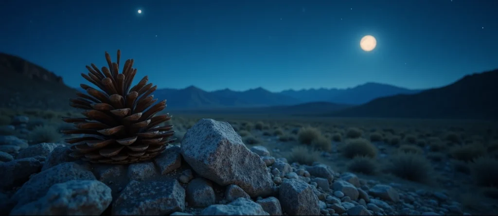 Symbolizing Seed/New Beginning: A local Manzanita opening pine cone. - AI Generated