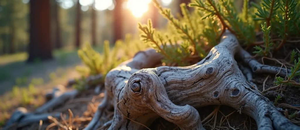 Symbolizing Growth/Resilience: A local Quaking Aspen gnarled juniper roots. - AI Generated