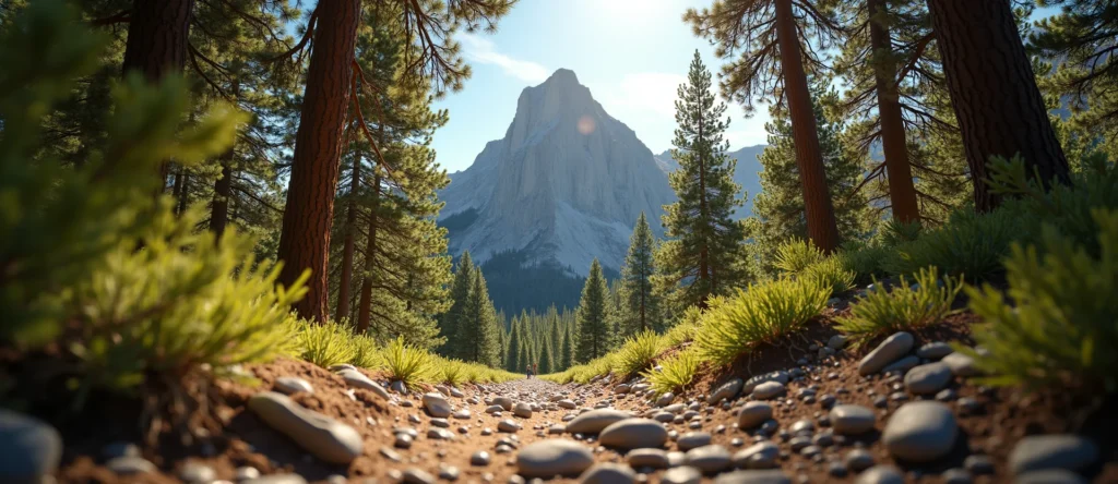 Symbolizing Stability/Peak: A local Quaking Aspen jagged granite peak. - AI Generated
