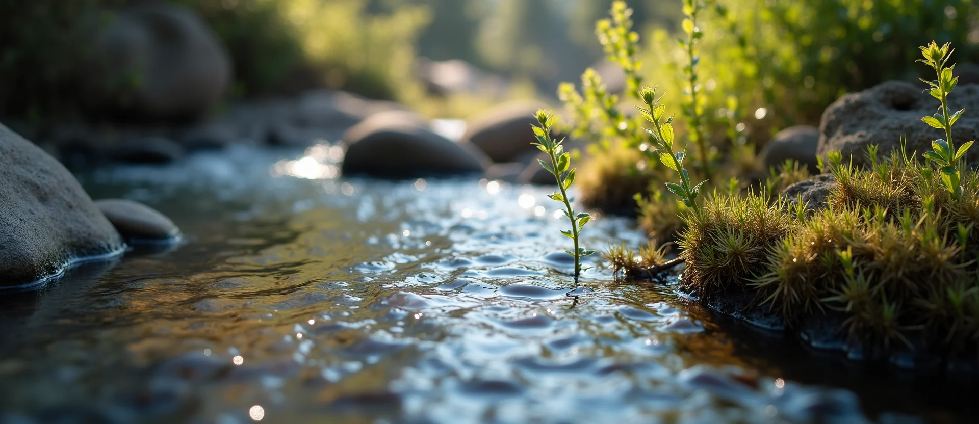 Symbolizing Flow/Cleansing: A local Mountain Mahogany clear cold snowmelt stream. - AI Generated