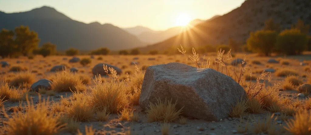 Symbolizing Stability/Peak: A local Desert Peach unshakable boulder. - AI Generated