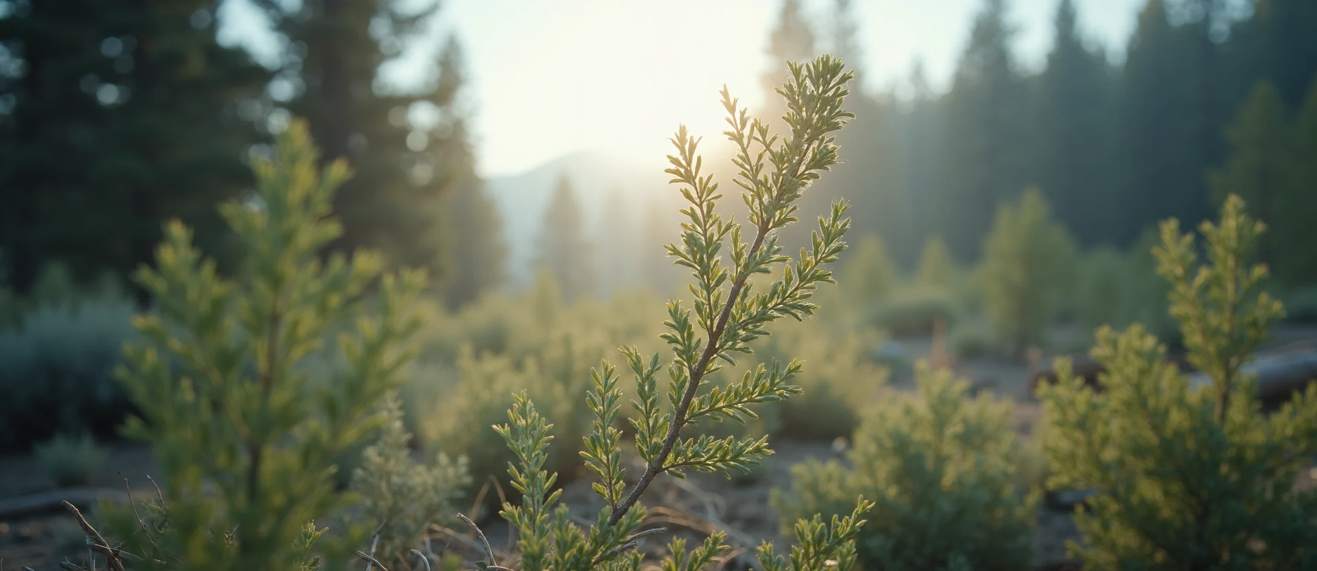 Symbolizing Growth/Resilience: A local Sagebrush (Artemisia tridentata) new branch reaching for the sky. - AI Generated