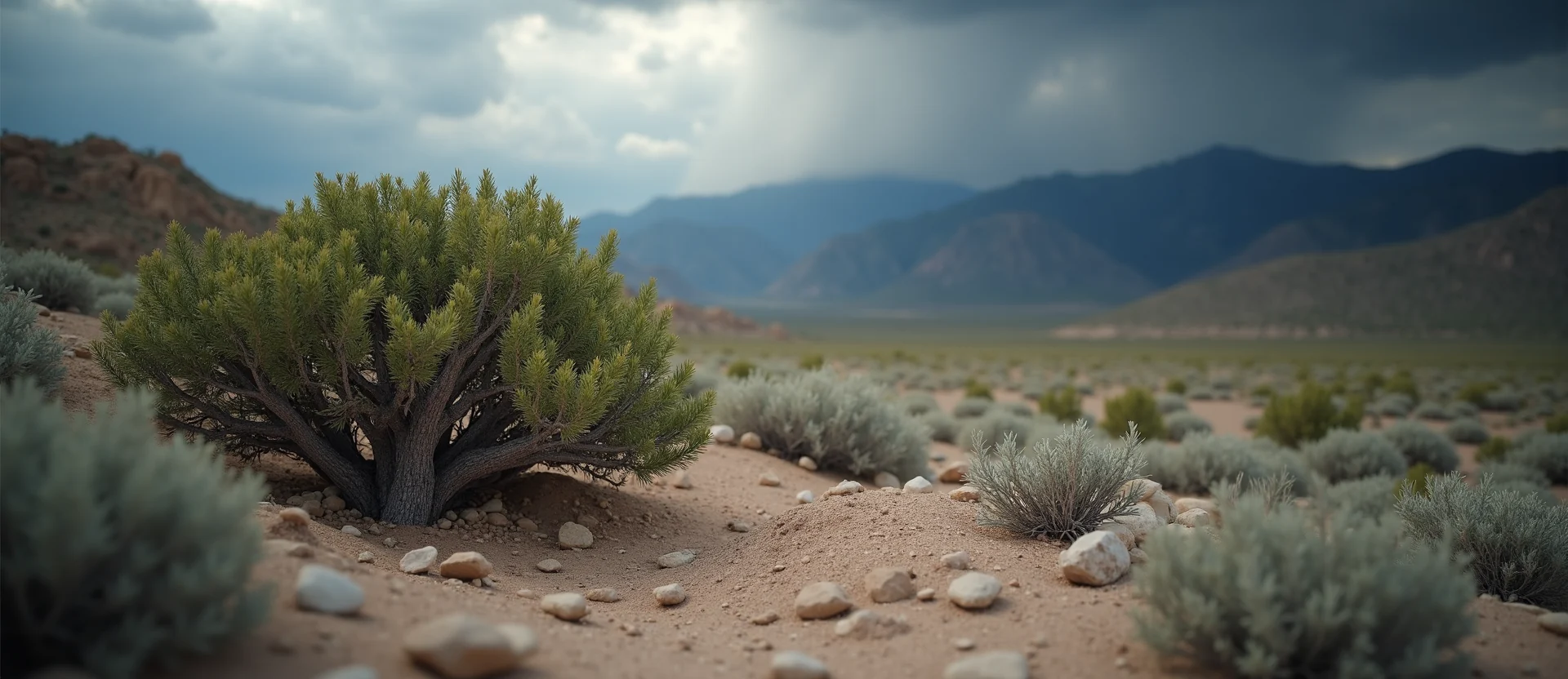 Symbolizing Growth/Resilience: A local Rabbitbrush tree growing out of a rock cleft. - AI Generated