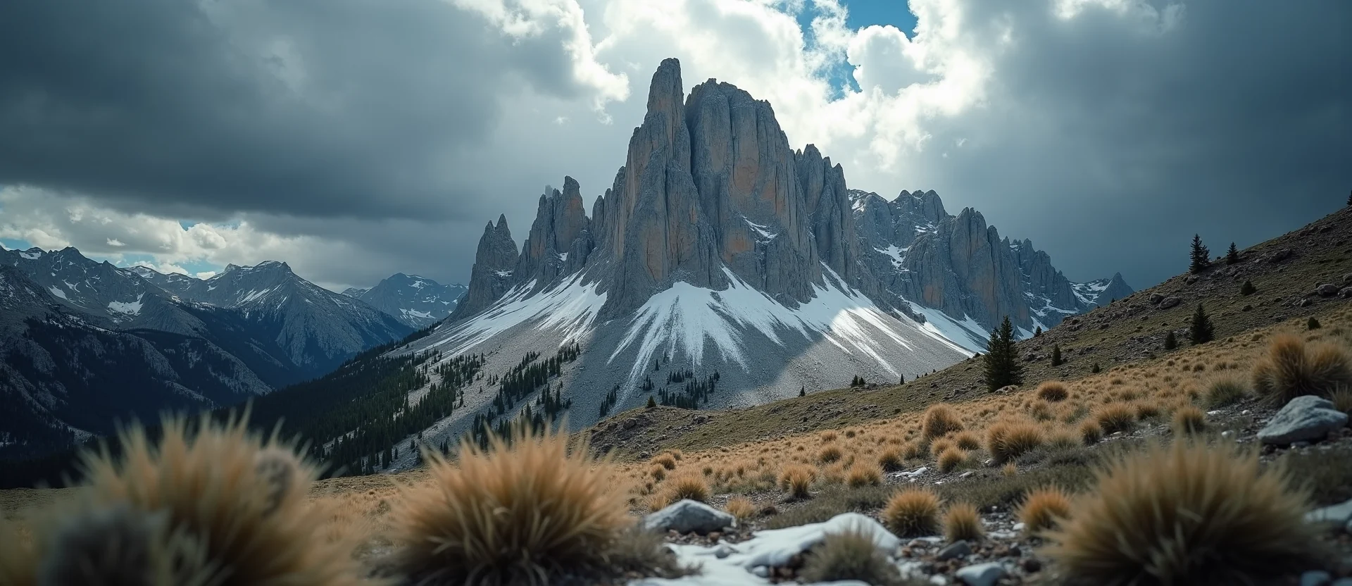 Symbolizing Stability/Peak: A local Indian Paintbrush jagged granite peak. - AI Generated